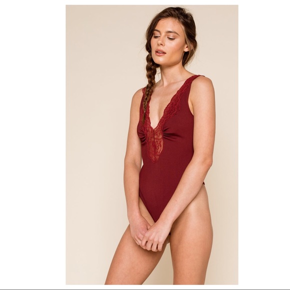 FREE PEOPLE BOHO LACE BODYSUIT CAMI TEE TOP A3C - Picture 2 of 16